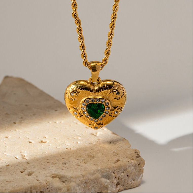 Treasured Heart Necklace, 18k Gold